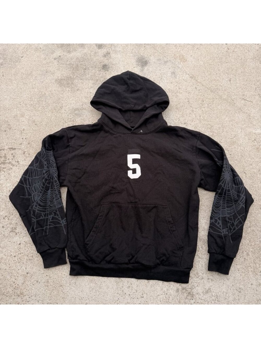 Sp5der Men's Hoodie Size Large Black and White Spider Worldwide